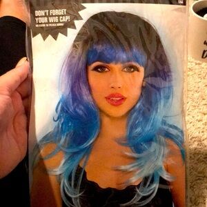 New Blue ombre Wig hair costume Amscan